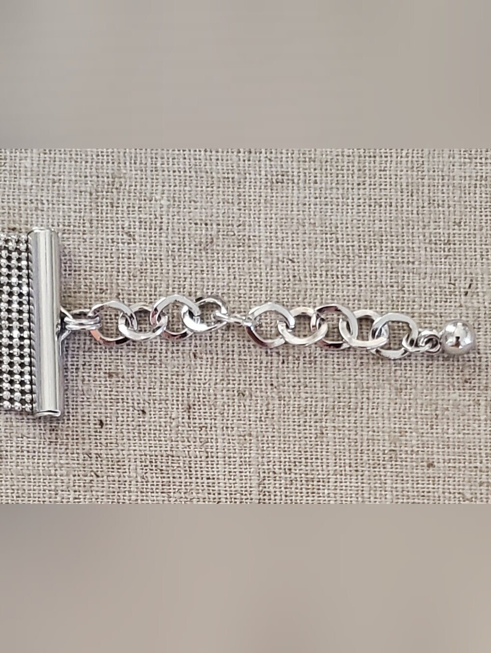 Sparkling Rhinestone Mesh Wide Cuff Bracelet | Silver Tone Statement Wristband - Picture 7 of 8